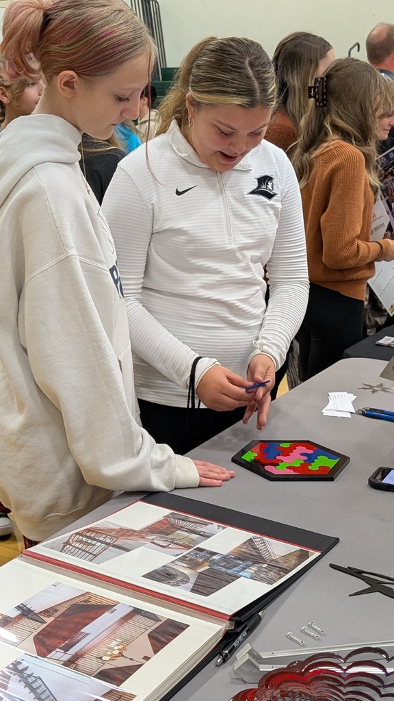 students standing at table