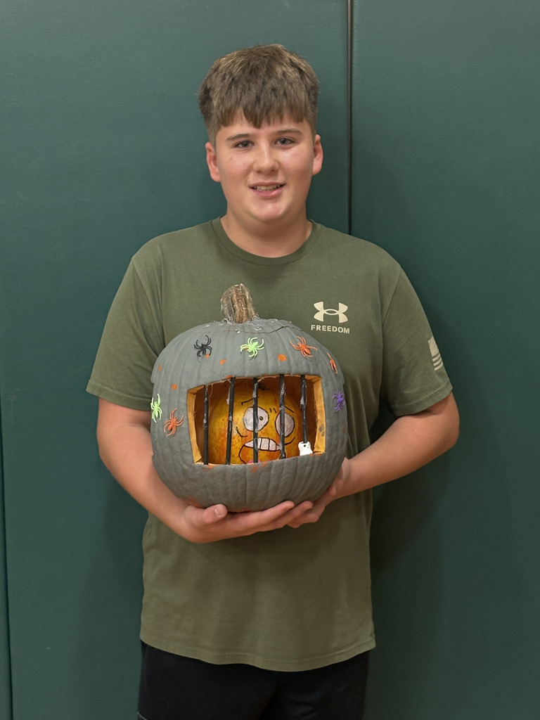 Student with pumpkin
