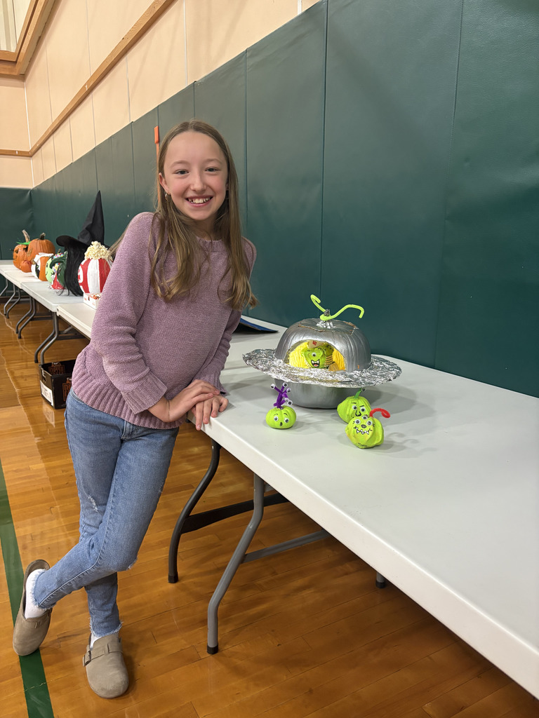Student with pumpkin