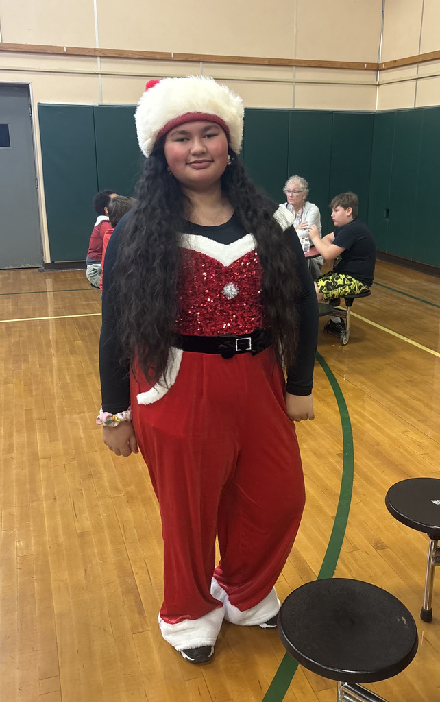 Student in Santa attire