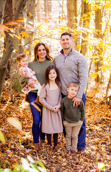 Family in woods