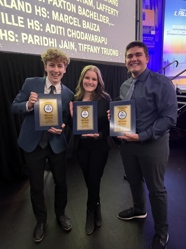 Photo of the Wellsboro High School FBLA Sales Presentation team that took first place in the state