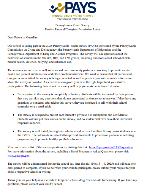 6th, 8th, 10th, 12th Grade Letter