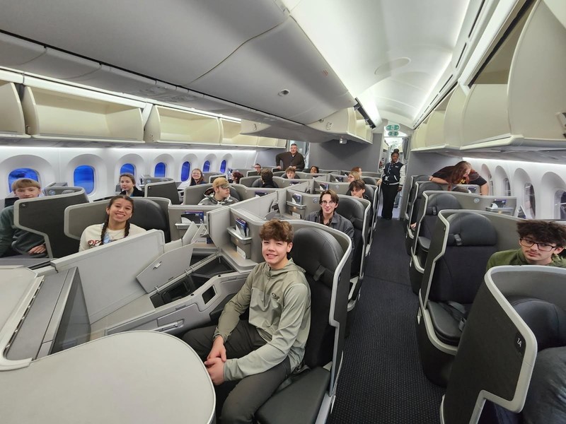 Students in the plane