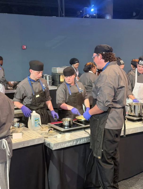 Students working hard in the competition.