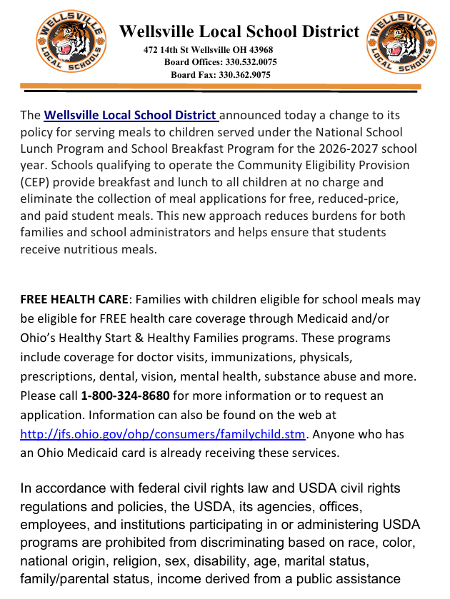 Wellsville Free Breakfast & Lunch Public Release Document