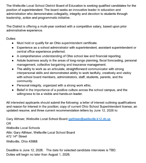 Superintendent Posting
