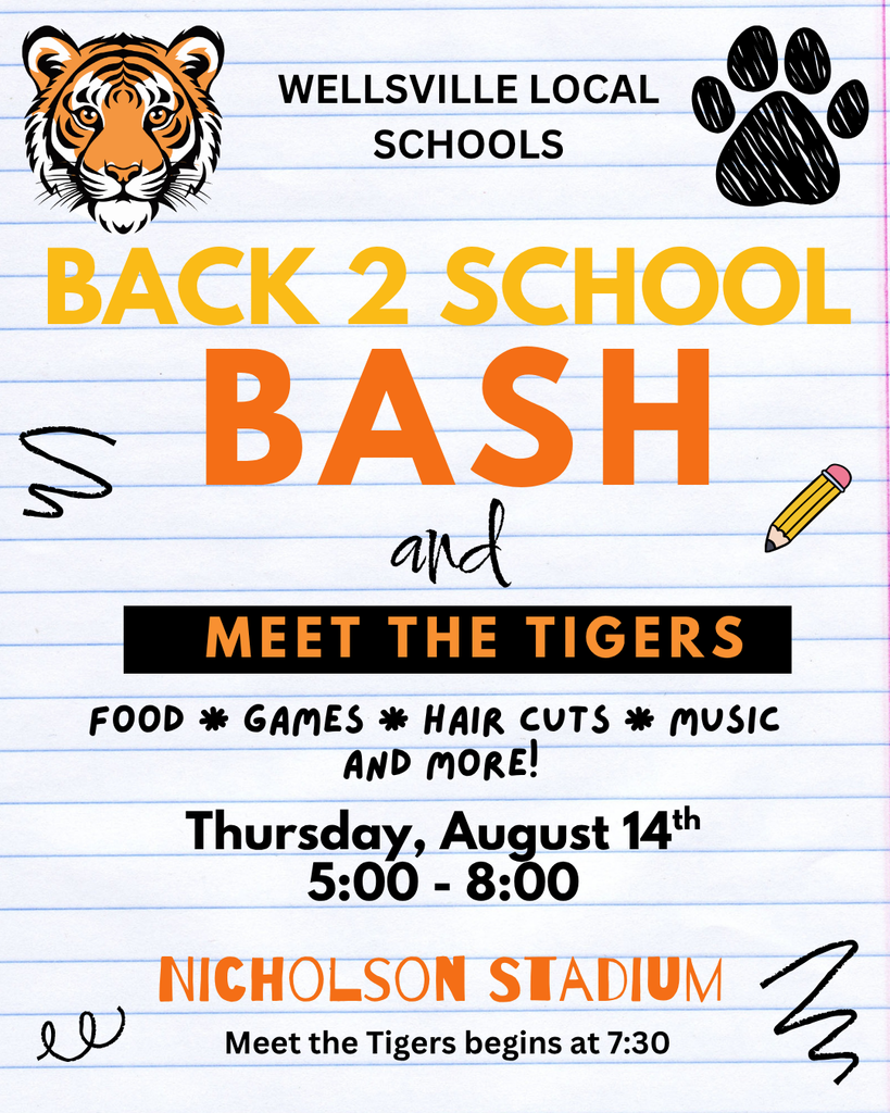 Back2School Bash Thursday Aug 14 5-8 Meet the Tigers 7:30