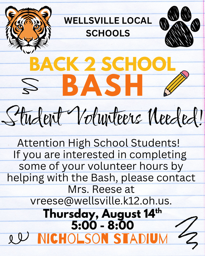 Back2School Bash Thursday Aug 14 5-8  Student Volunteers Needed
