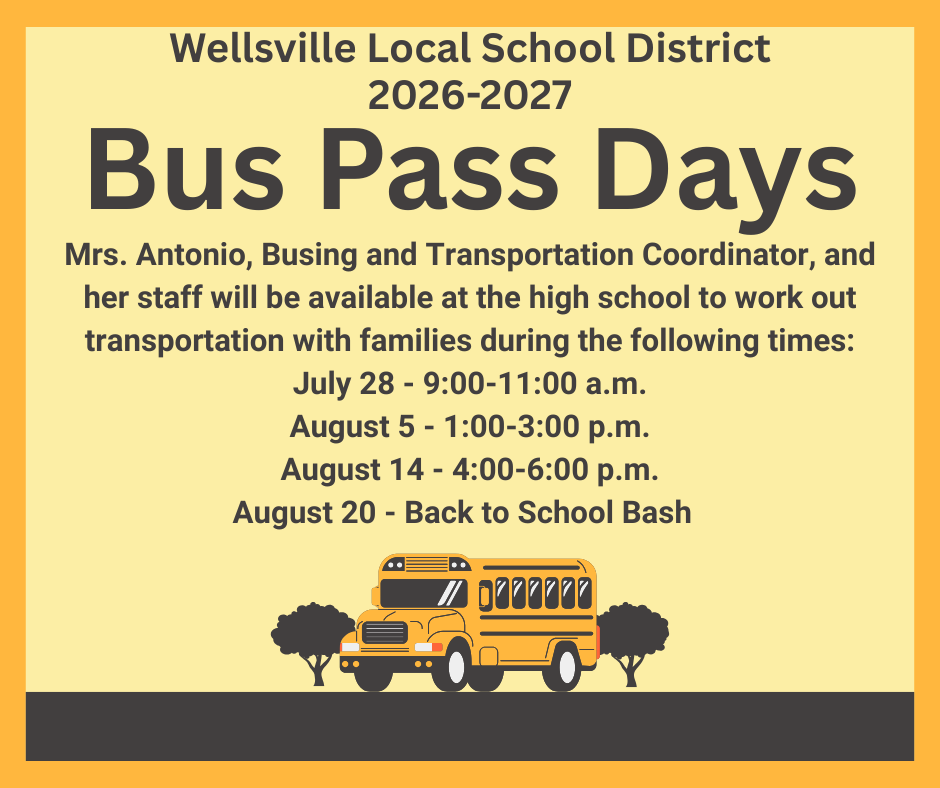 Bus Pass Days Mrs. Antonio, Busing and Transportation Coordinator, and her staff will be available at the high school to work out transportation with families during the following times: July 28 - 9:00-11:00 a.m. August 5 - 1:00-3:00 p.m. August 14 - 4:00-6:00 p.m. August 20 - Back to School Bash