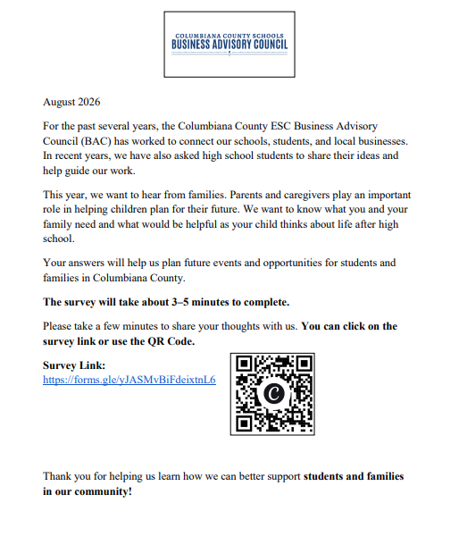 BAC Family Survey Letter