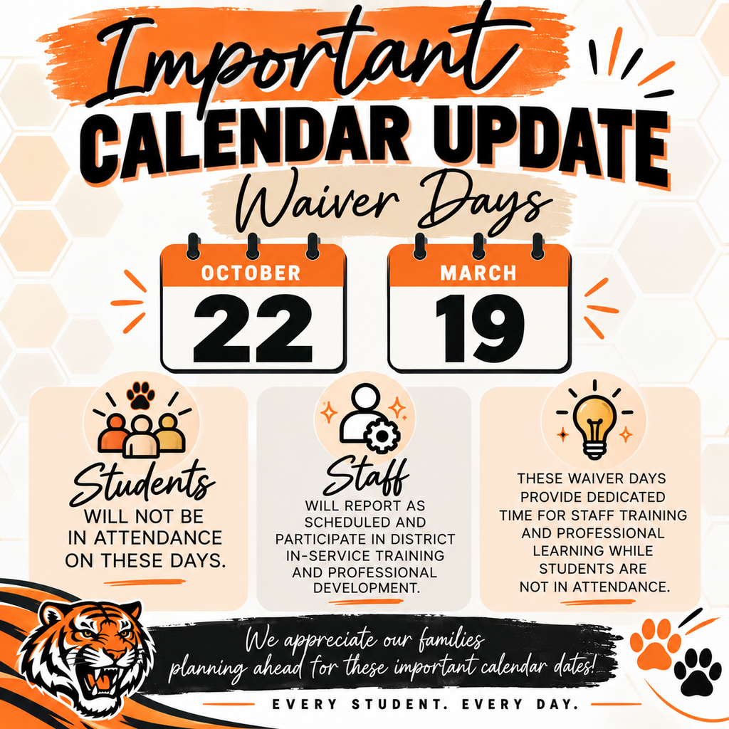 Waiver Days October 22 and March 19 No School for Students