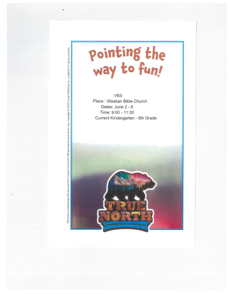 Weskan Vacation Bible School Flyer