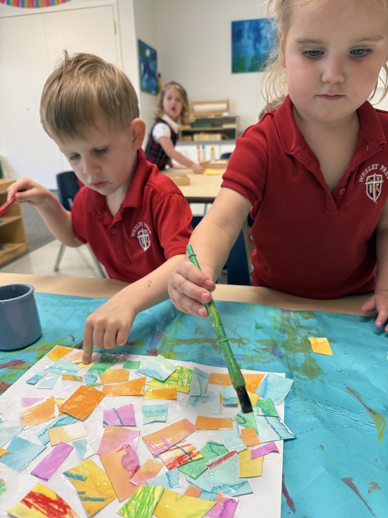PreK 3s class cooperative art collage