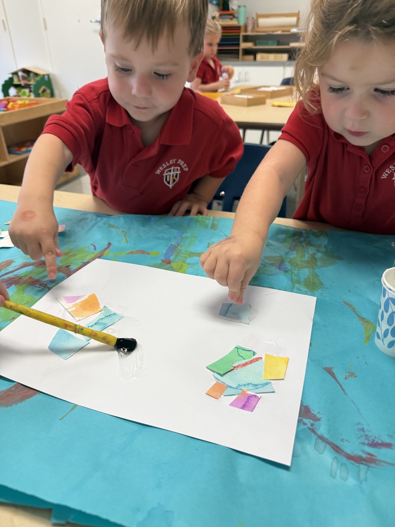 PreK 3s class cooperative art collage