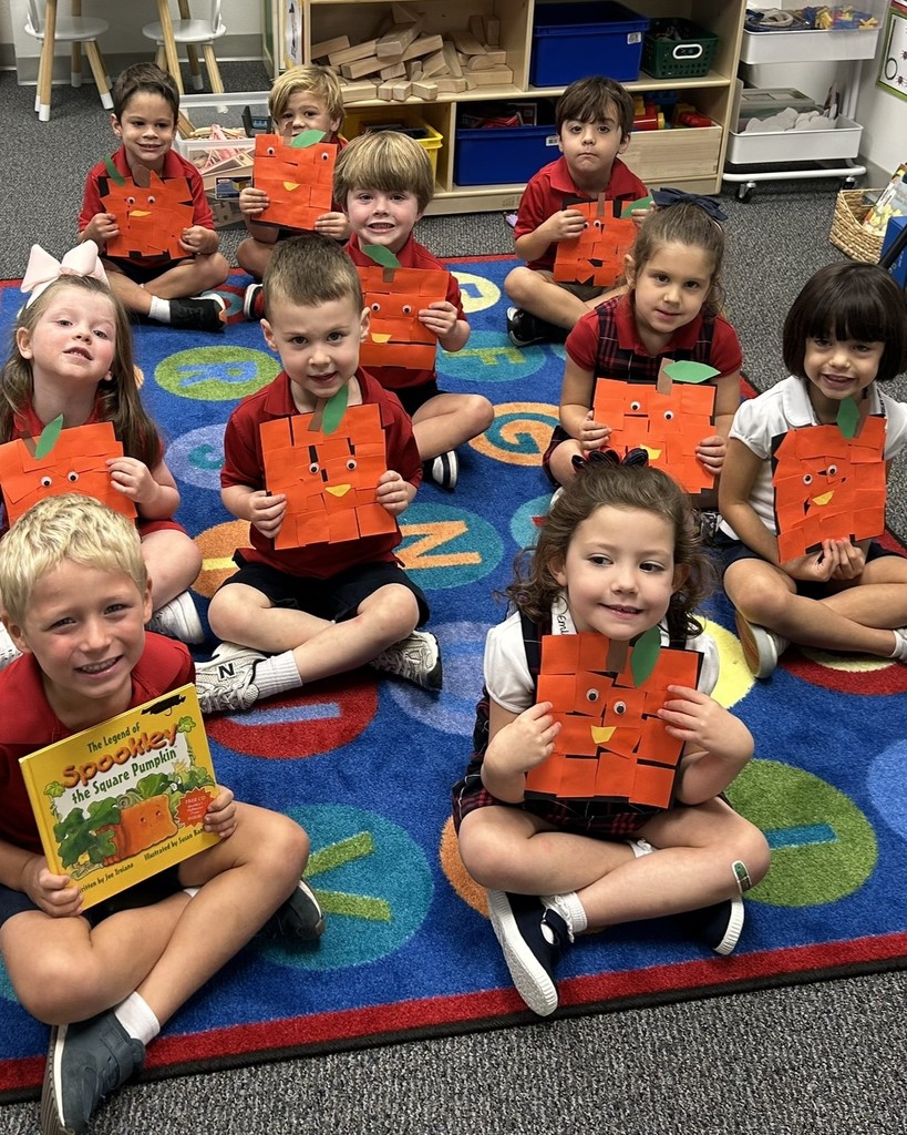 PreK 4s Spookley the Square Pumpkin lesson about shapes and sizes