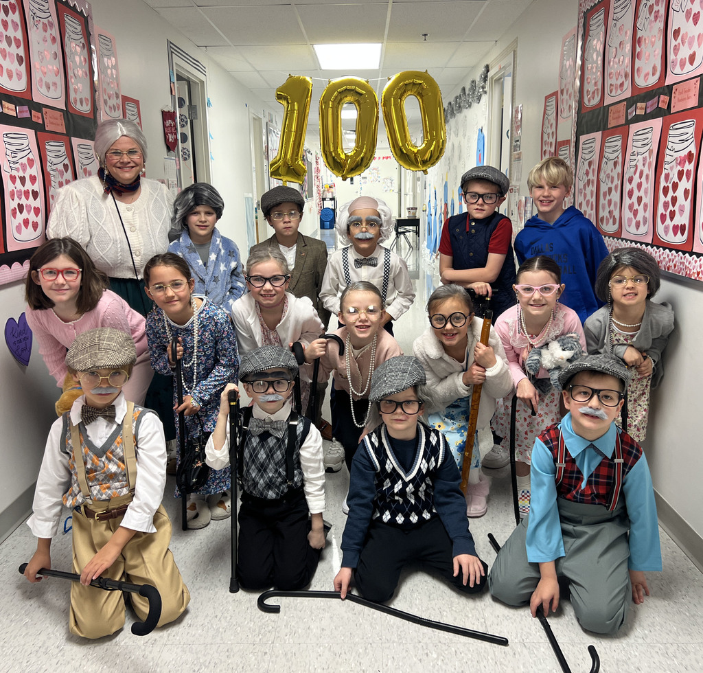 1st graders celebrating the 100th day of school.