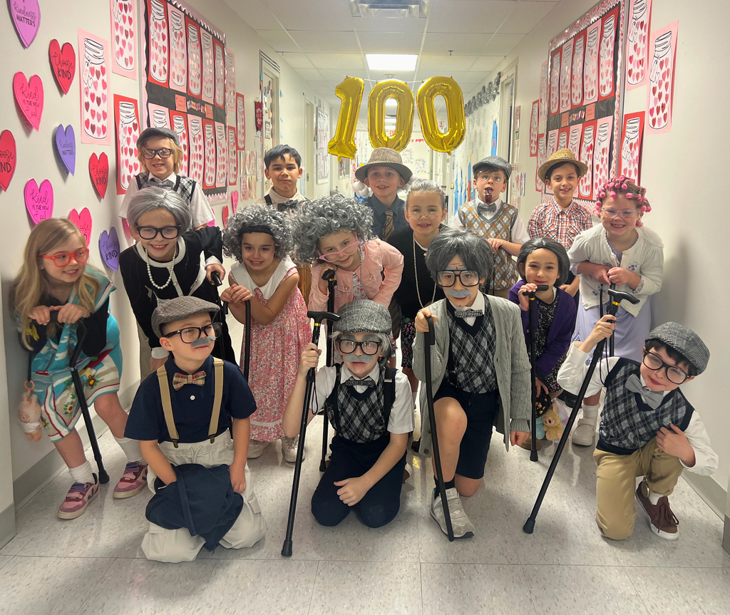 First graders celebrating the 100th Day of School.