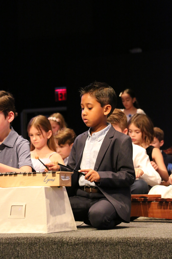 2nd grade student sits at a xylophone.