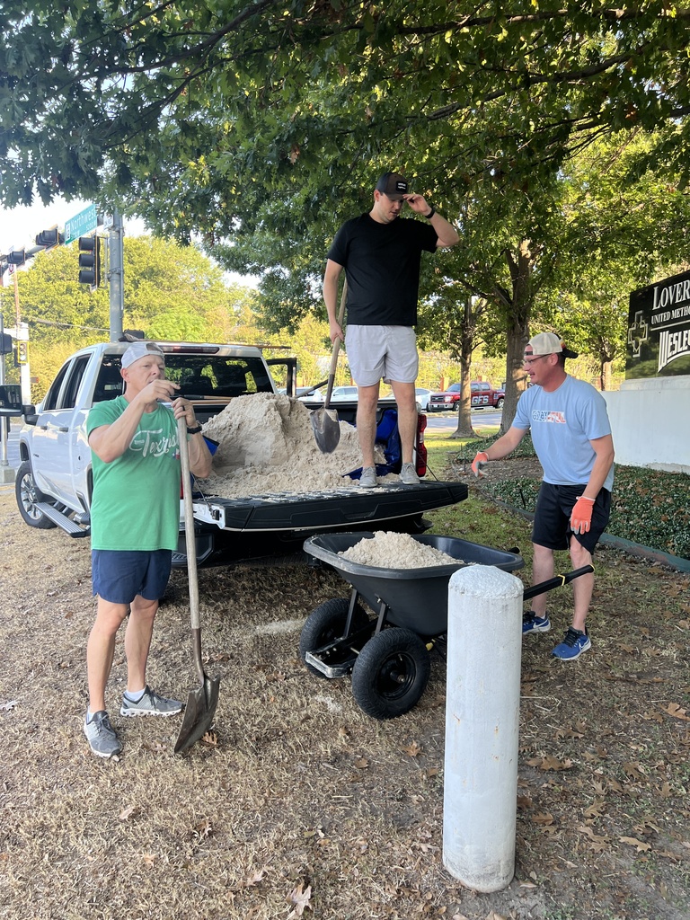 Distributing sand for the playground