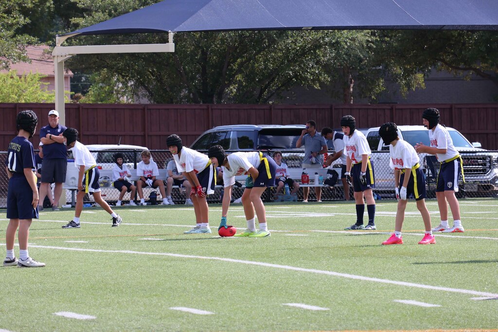 Flag football snap.