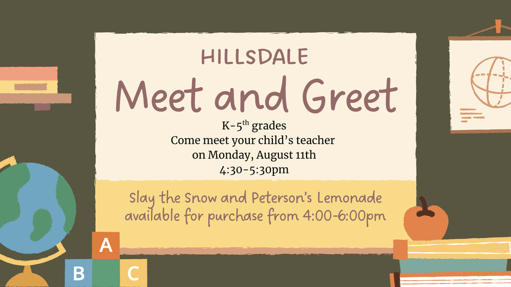 Preschool-5th grades Meet and Greet Aug.11th