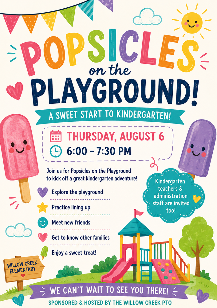 Popsicles on the Playground. August 6th at 6 PM