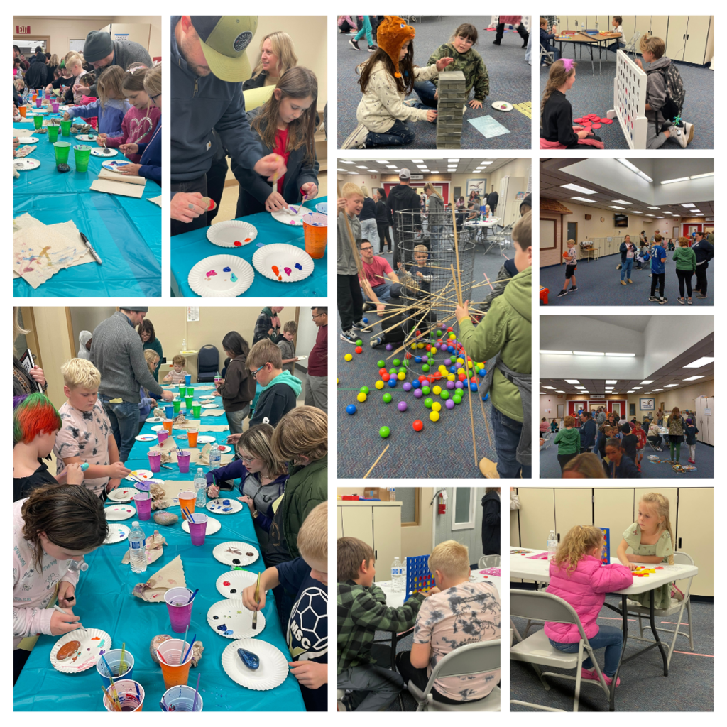 photo collage of families at at Fall Family Night