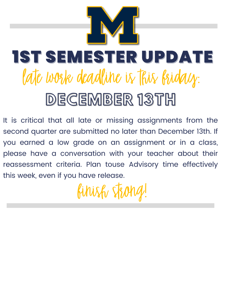 Late work deadline is Friday December 13th.