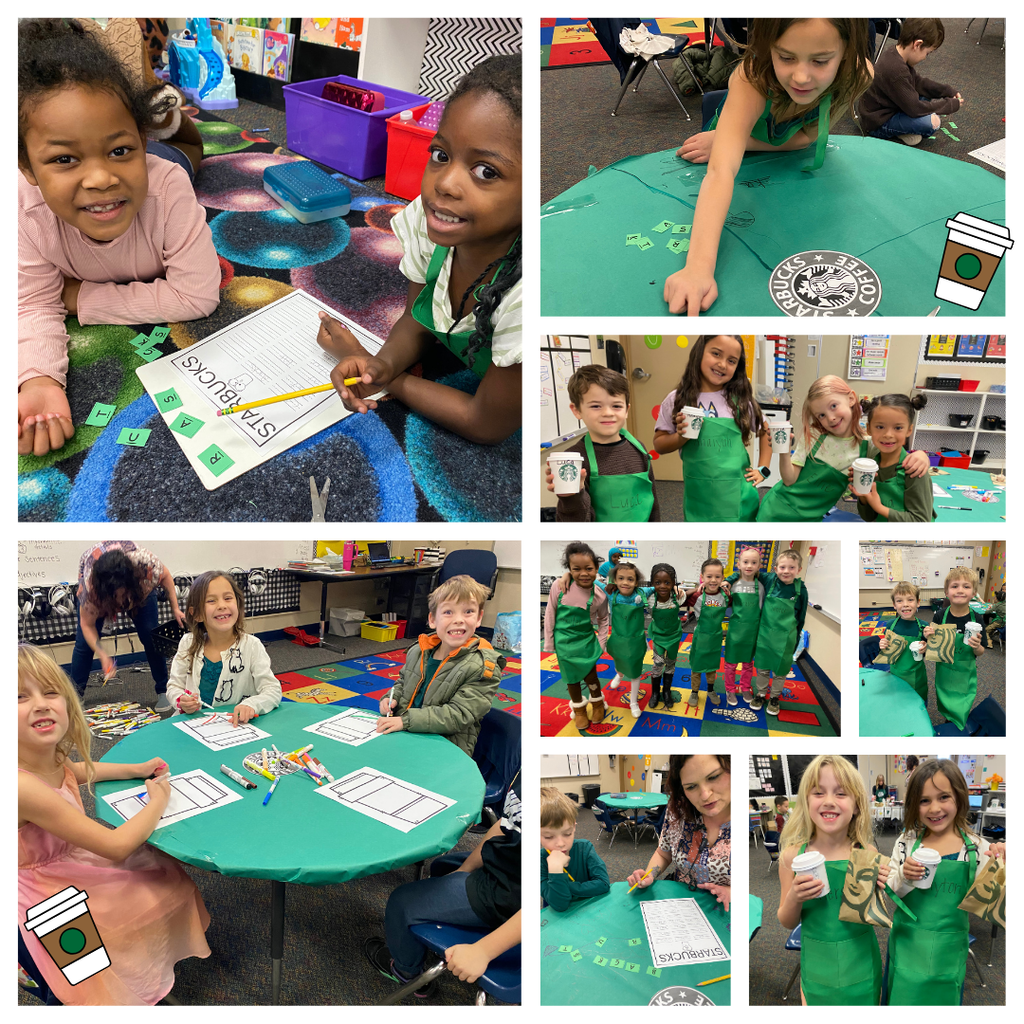 Mrs. Leishman's 1st graders on their "Starbucks Day"