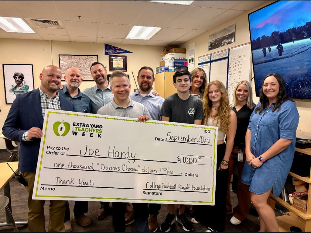 Award check presented to Mr. Hardy 