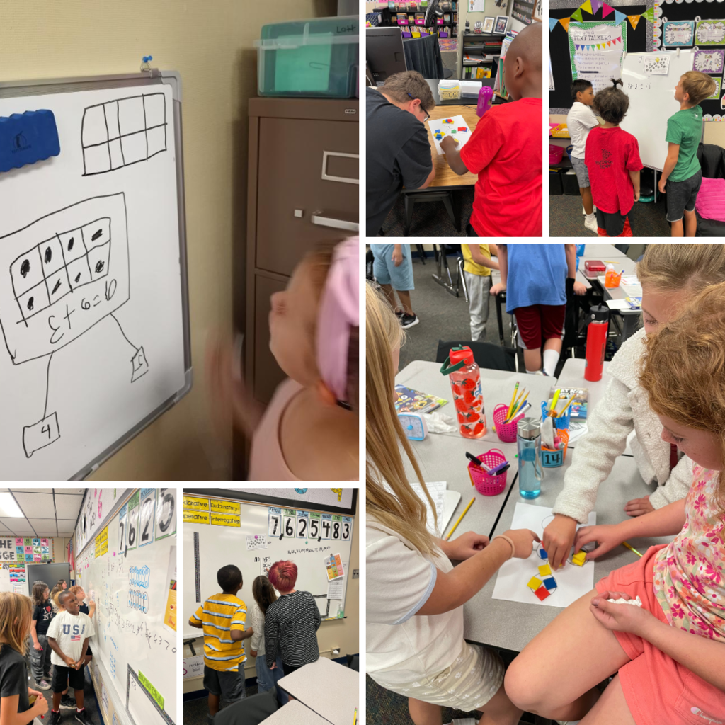 photo collage of students working collaboratively on thinking tasks
