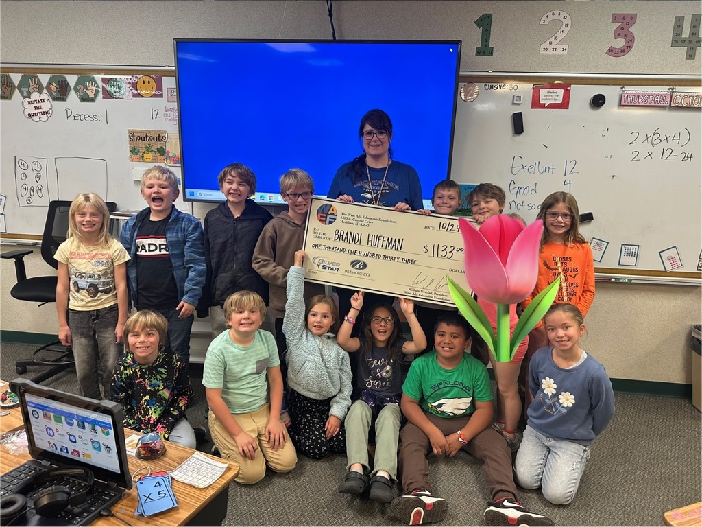 Mrs. Huffman's class. She was awarded a foundation grant to purchase kits to use in her classroom and for the Robotics team after school.