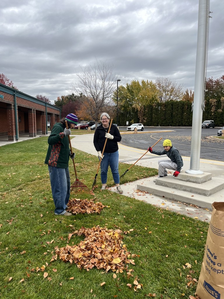 More help from the people at KB homes raking the leaves at Spalding
