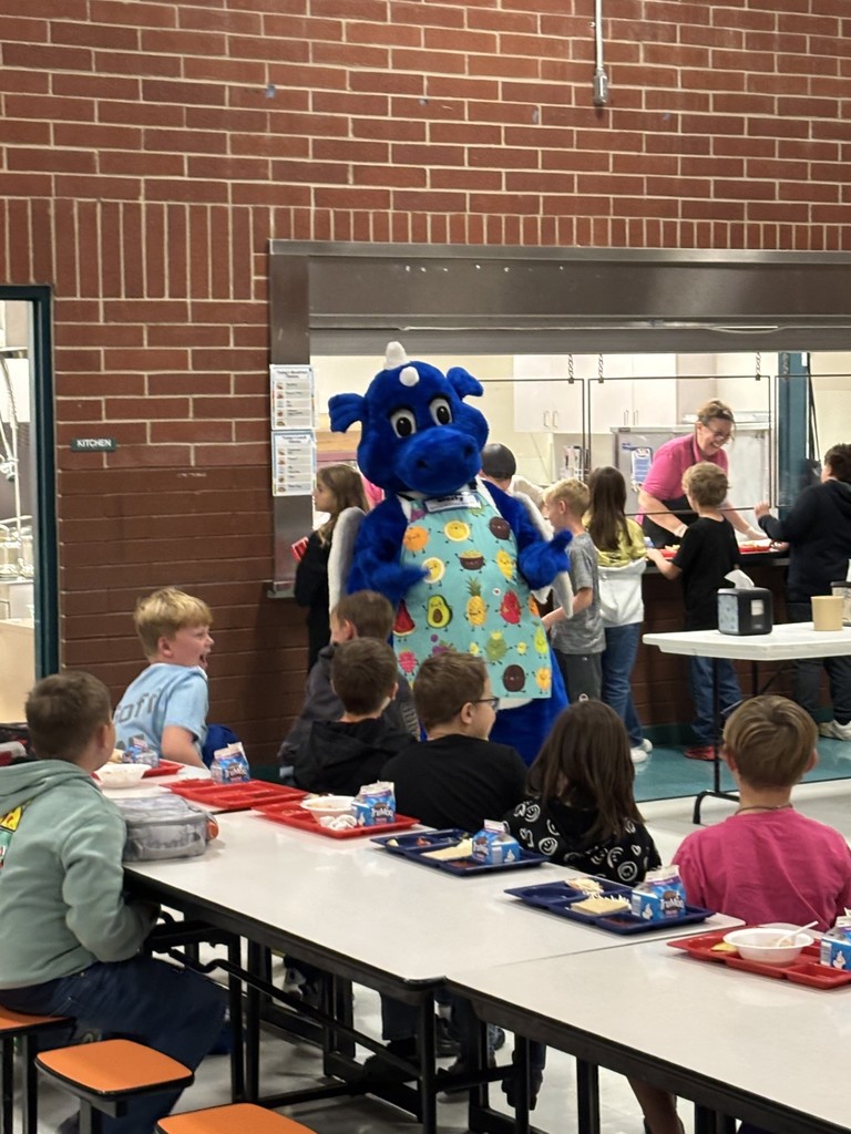 Westy in the cafeteria with kids