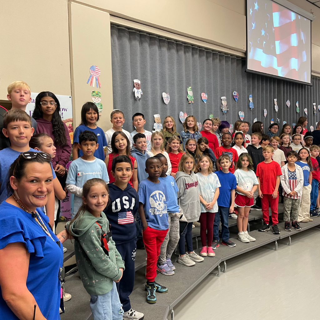 photo collage of students performing at the Veterans Day Program