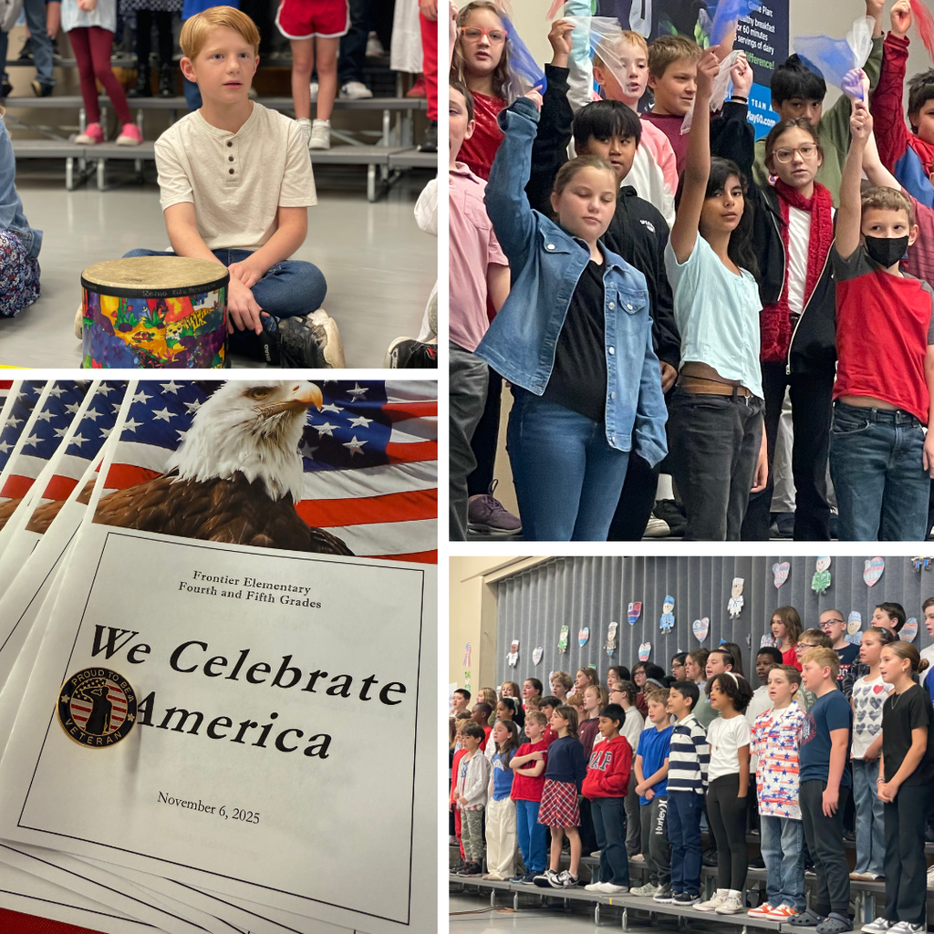 photo collage of students performing at the Veterans Day Program