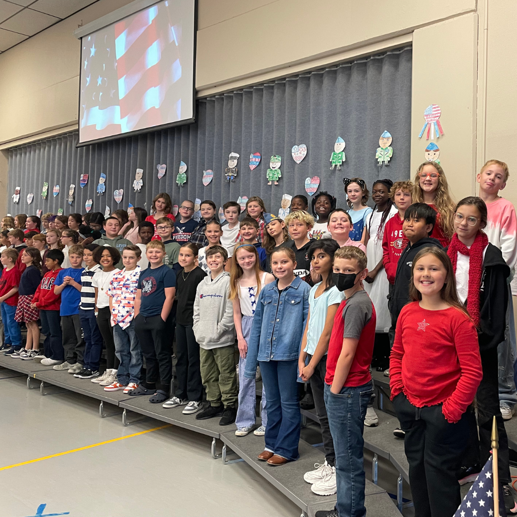 photo collage of students performing at the Veterans Day Program