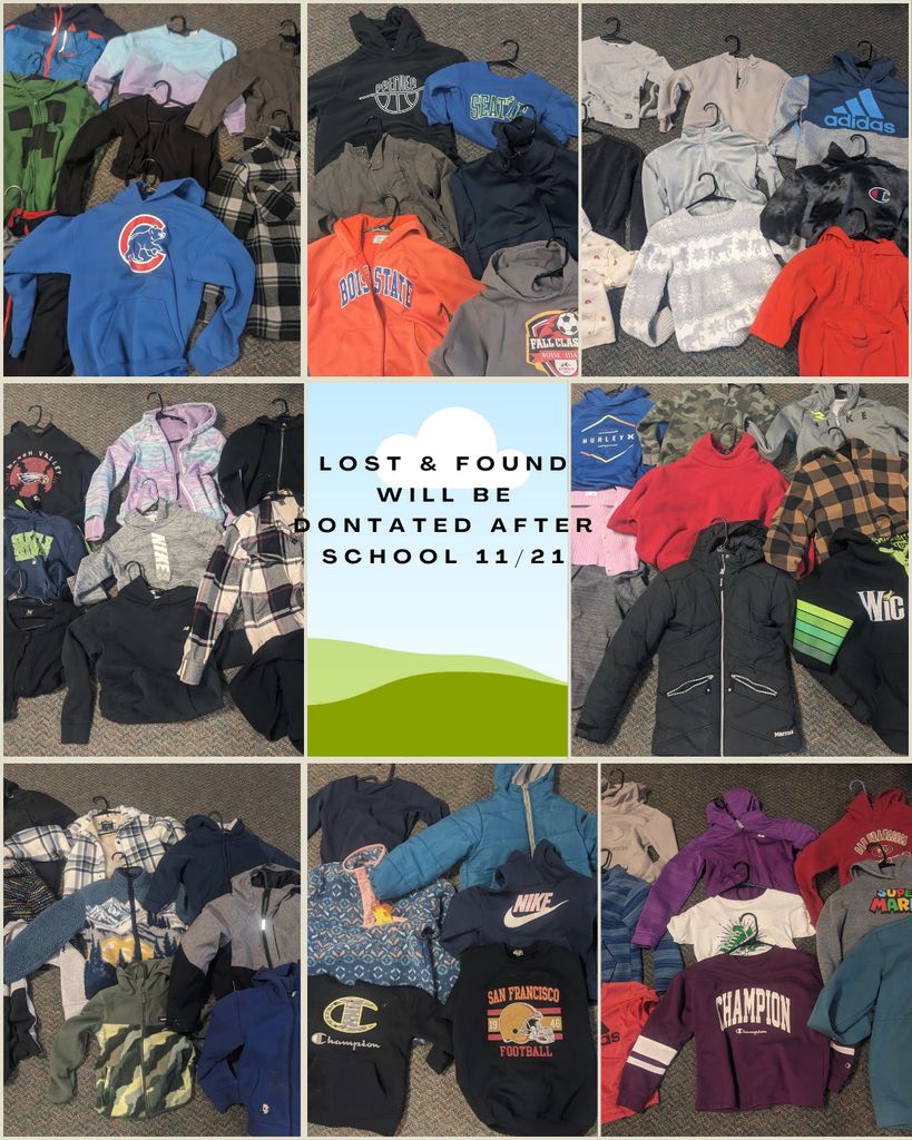 Sweatshirts and coats in the lost and found