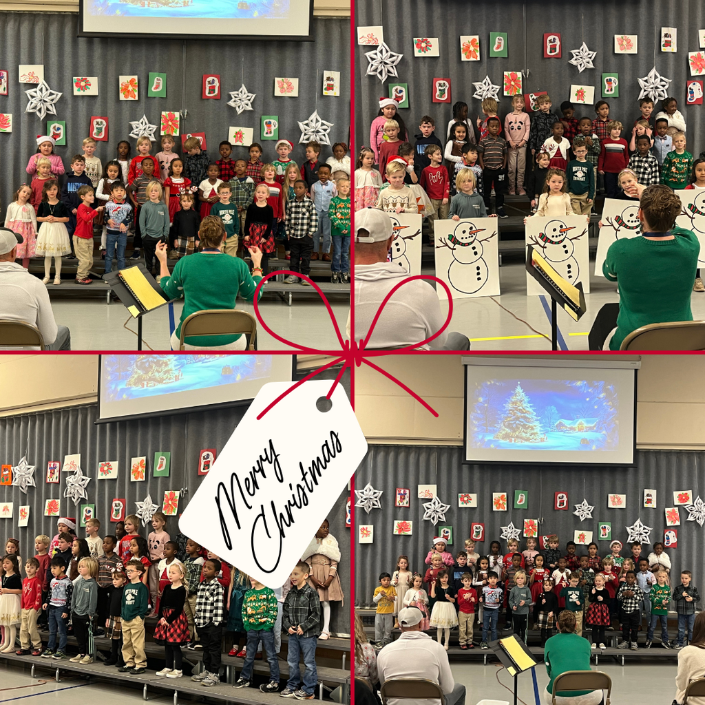 Collage of pictures from the Kindergarten Christmas Program