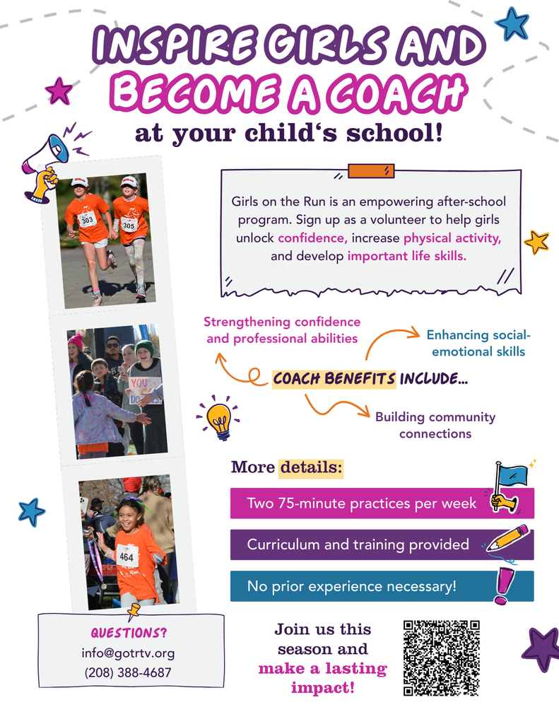 a flier explaining GOTR starts on March 2nd and how to sign up to become a coach