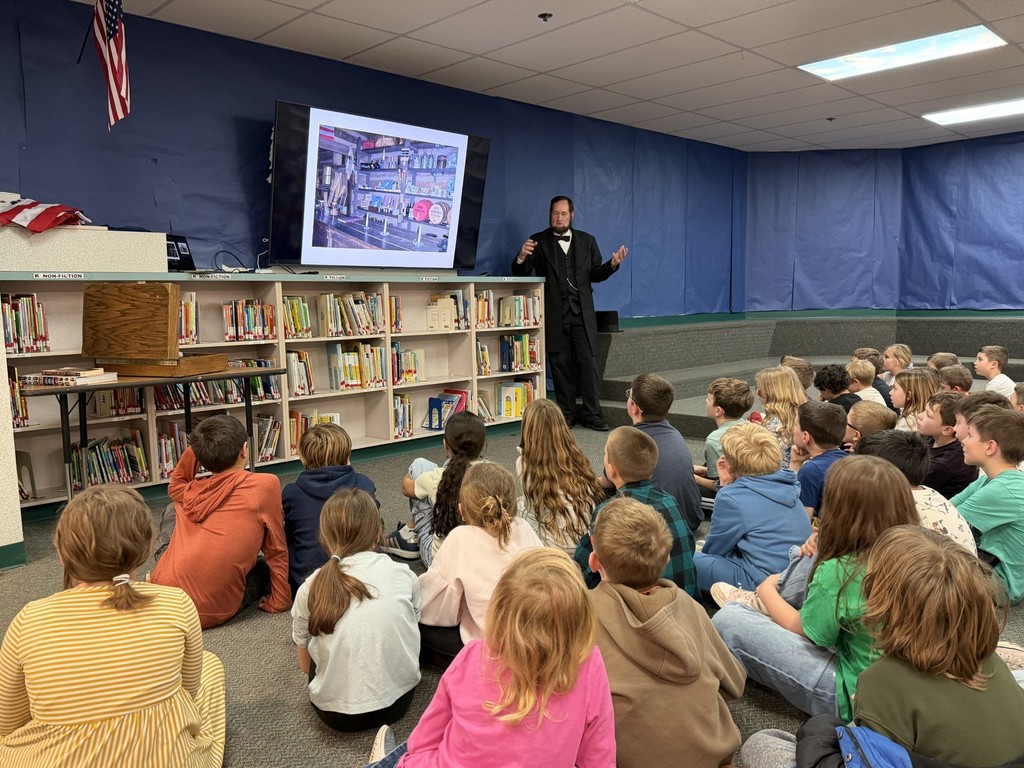 Abe Lincoln talks to the 3rd graders