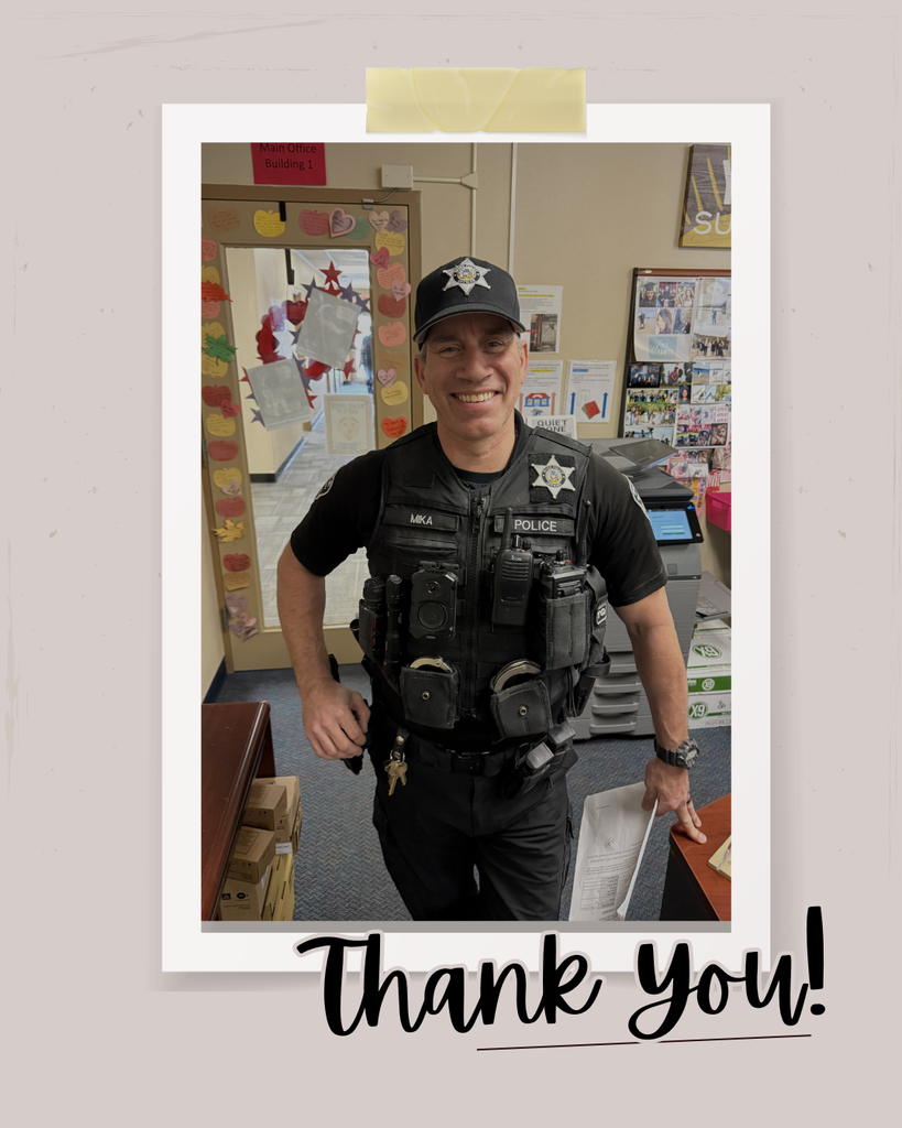 Photo of Detective Mika with text reading, "Thank you!"