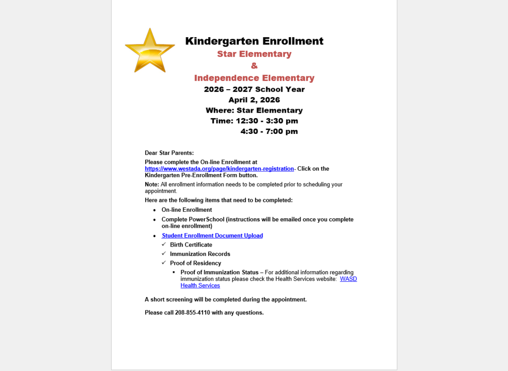Kindergarten Enrollment