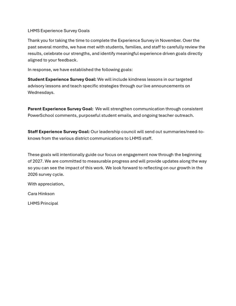 Experience Survey Goals