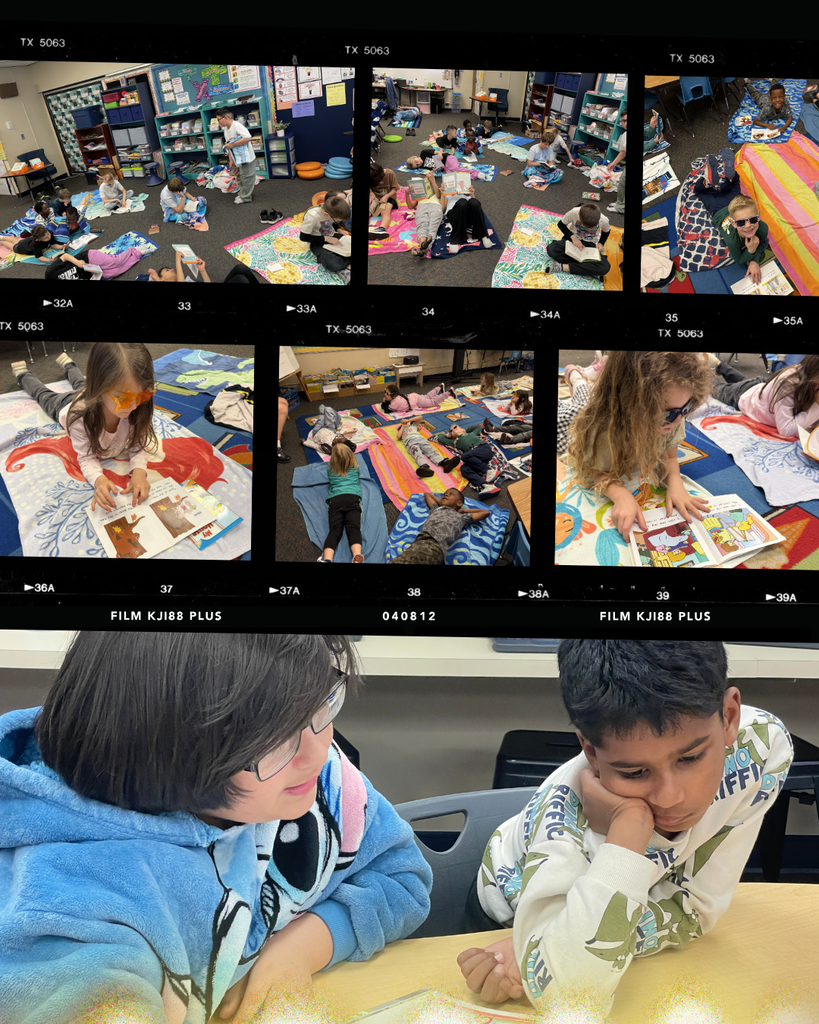 photo collage of students reading