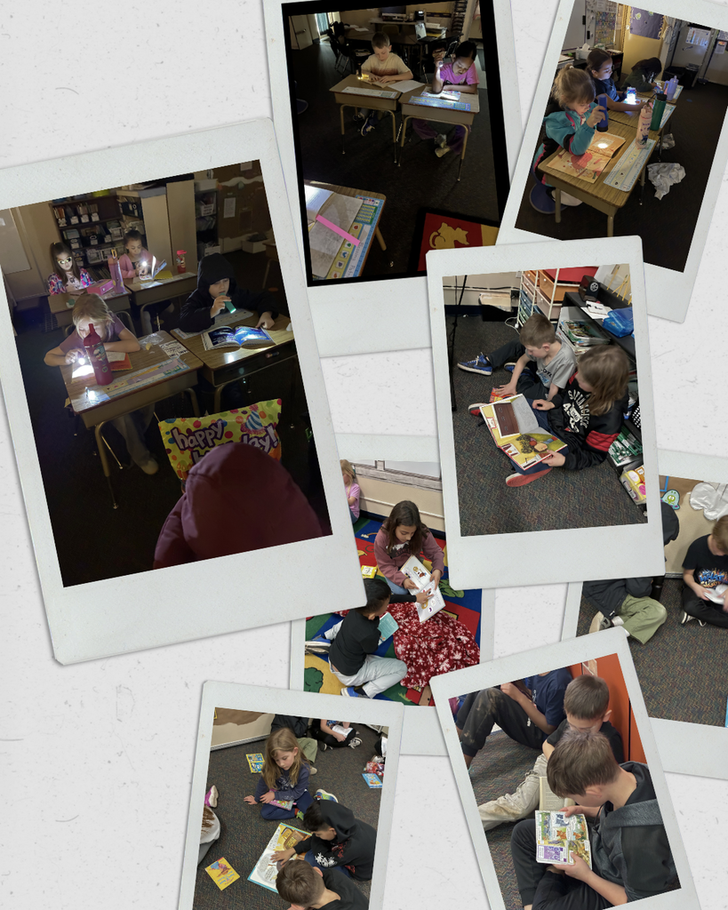 photo collage of students reading