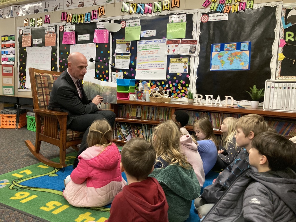 Dr. Bub reading to second grade classroom