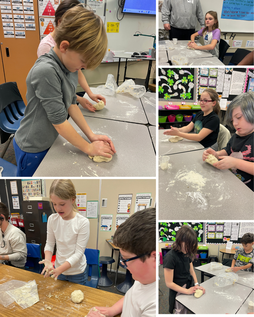photo collage of kids rolling our their dough
