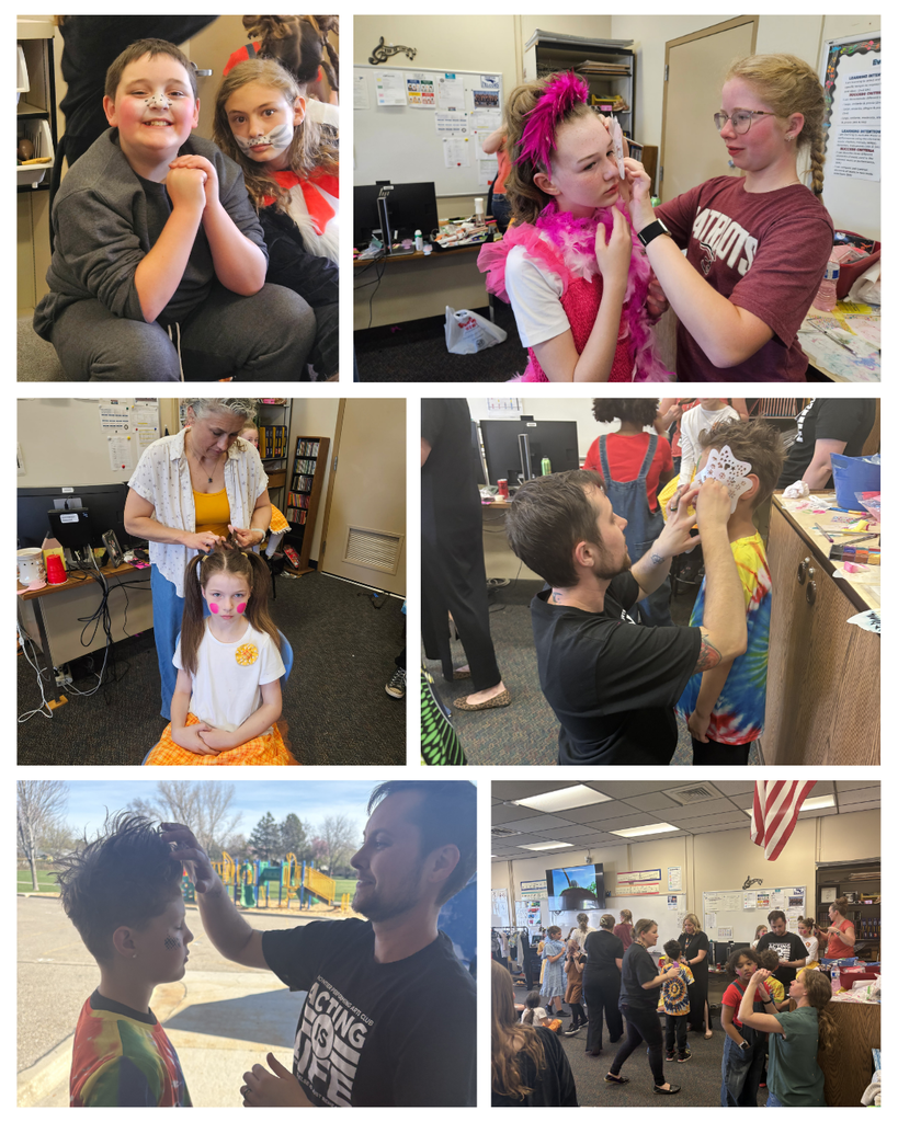 photo collage of the kids preparing for the show by having their hair and makeup done.